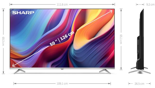 TV 50 SHARP QLED 50GP6265E 4K UHD GOOGLE TV SMART QLED TVSAT CERT